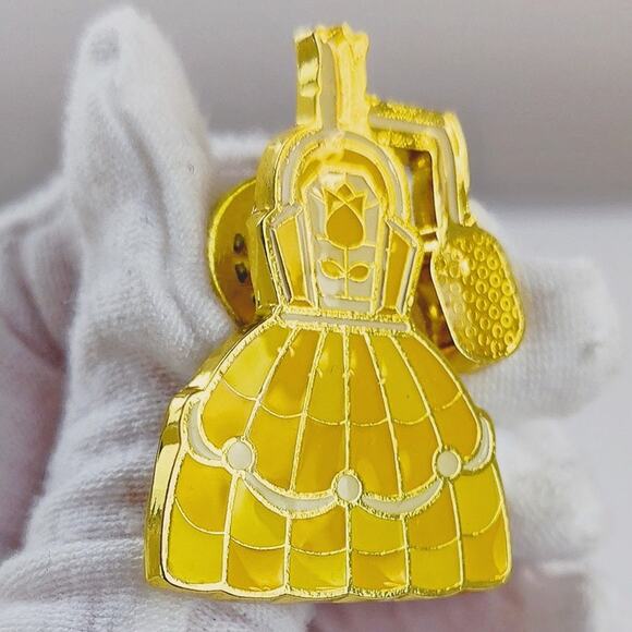 Disney Loungefly Belle Perfume Pin Yellow Stained Glass Enamel - Picture 2 of 8